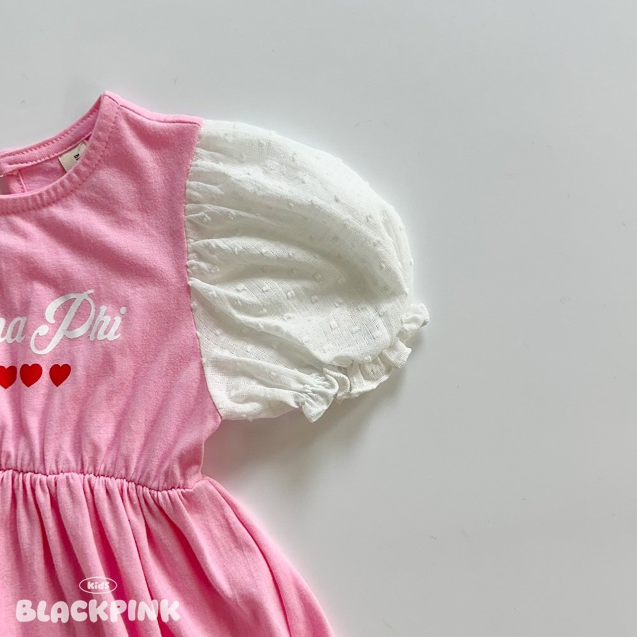 [BLACKPINK] Popcorn Puff Color Block Dress / [블랙핑크] 팝콘퍼프배색원피스