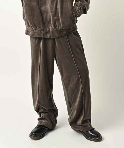 many men many mind Powder-finish velour track pants (BRN) M2628010
