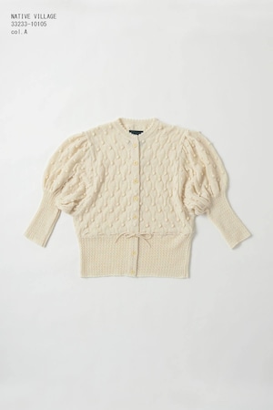 NATIVE VILLAGE  33233-10105　パフスリーブカーディガン　Puff sleeve cargigan