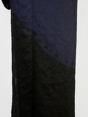 【レディース】仕立て上がり 絞り染め麻着物 黒紫　[B1266]