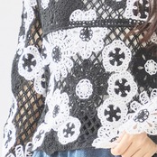 【SALE 5%OFF 4/5 10:00まで】TRUBE バイカラーモチーフレースプルオーバー【M~L】ブラック