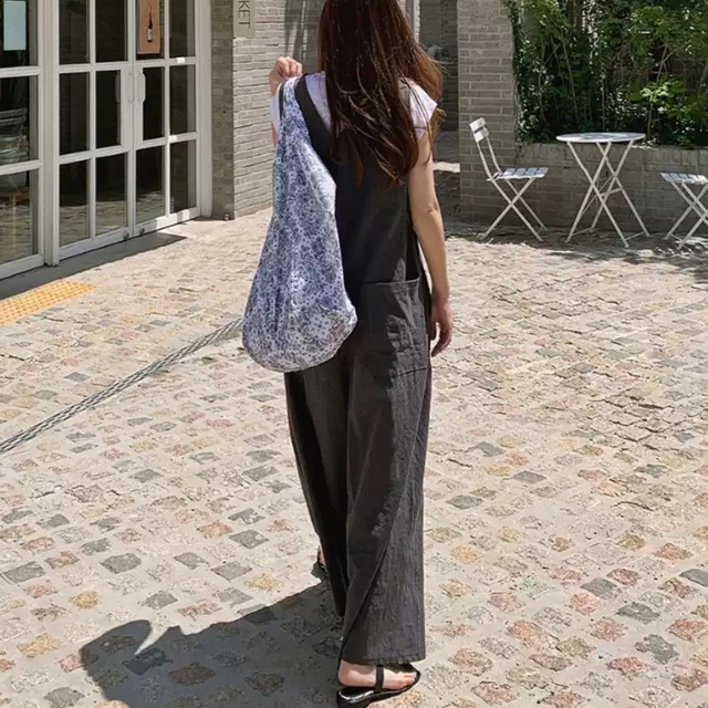 【Vネックポケット付きワイド オーバーオール 】P01347