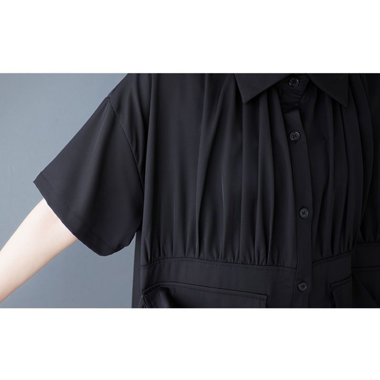 ドローストポケット シャツワンピース  30254