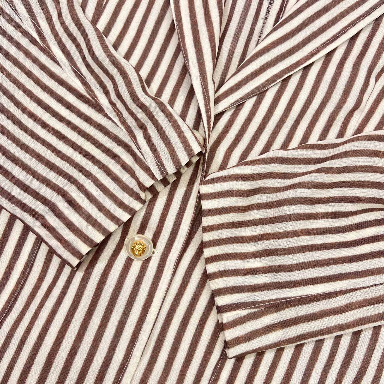 Leilian レリアン 豪華ボタン ストライプ テーラードジャケット 17+/ブラウン×ホワイト レディース