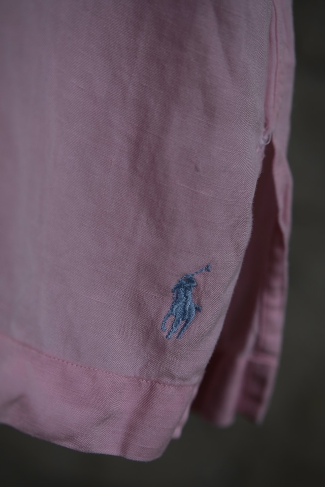 OK/90's "Polo by Ralph Lauren" linen silk open collar shirt/pink