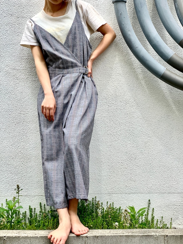 00’s− “Camisole Rompers” “check  pattern” d.stock
