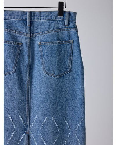 【YENN】LASER CUT DENIM SK