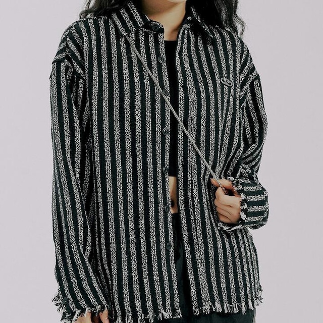 STRIPE WESTERN SHIRT_BLACK