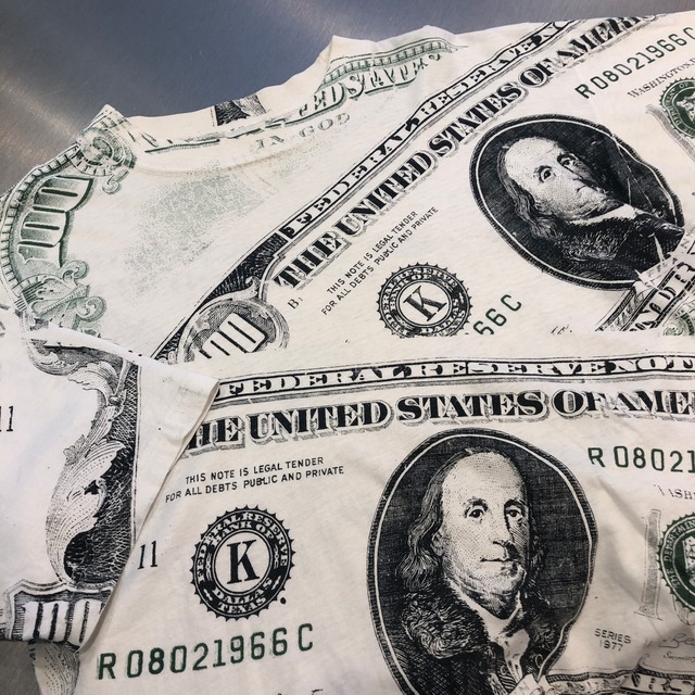 ⊕⊕1990s ALL OVER PRINTED T-SHIRT "100$"