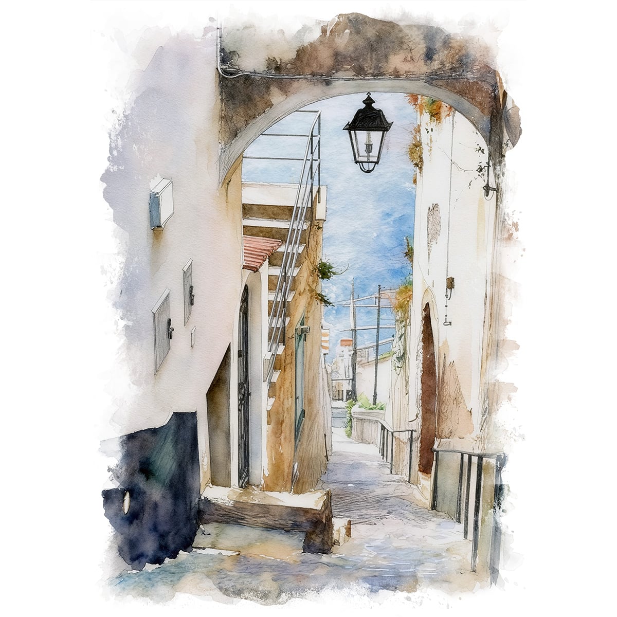 絵画 イタリア 風景画(街並み) アマルフィ海岸への道 インテリアアート