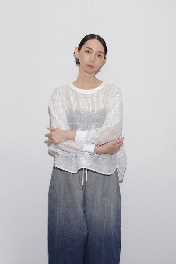 CYAN TOKYOグロッシーシアーボーダーブラウス CYAN TOKYO シアントウキョウ シアントーキョー グロッシーシアー