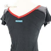 社交ダンス 衣装 トップス Tシャツ ブラック系 チャコット Luigi 黒 赤 日本製 練習 レッスン 伸縮 ストレッチ バレエ ヨガ リボン 半袖 かわいい シンプル ダンス衣装 イベント Chacott レッド系 グレイ系