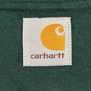【Carhartt】ヘンリーネック ポケットTシャツ ポケT  ORIGINAL FIT オリジナルフィット ディープグリーン L スクエアラベル 深緑 カーハート US古着