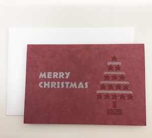 活版クリスマスカード*紅(紙)・紅(インク)