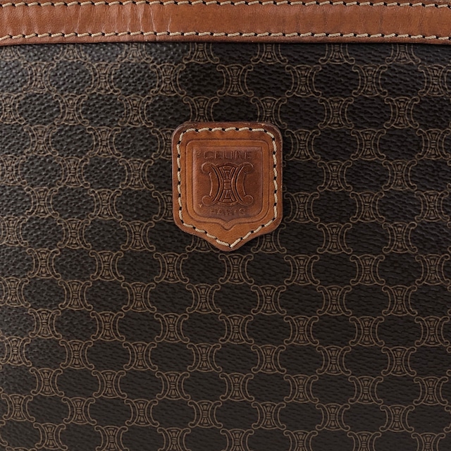 CELINE セリーヌ ショルダーバッグ ブラウン マカダム ブラゾン型押し PVC レザー フレーム vintage ヴィンテージ オールド bp2ksi