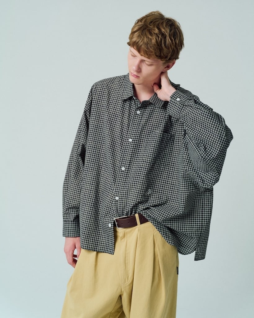 ADAM PATEK small check wide shirt (BLK) AP2525008