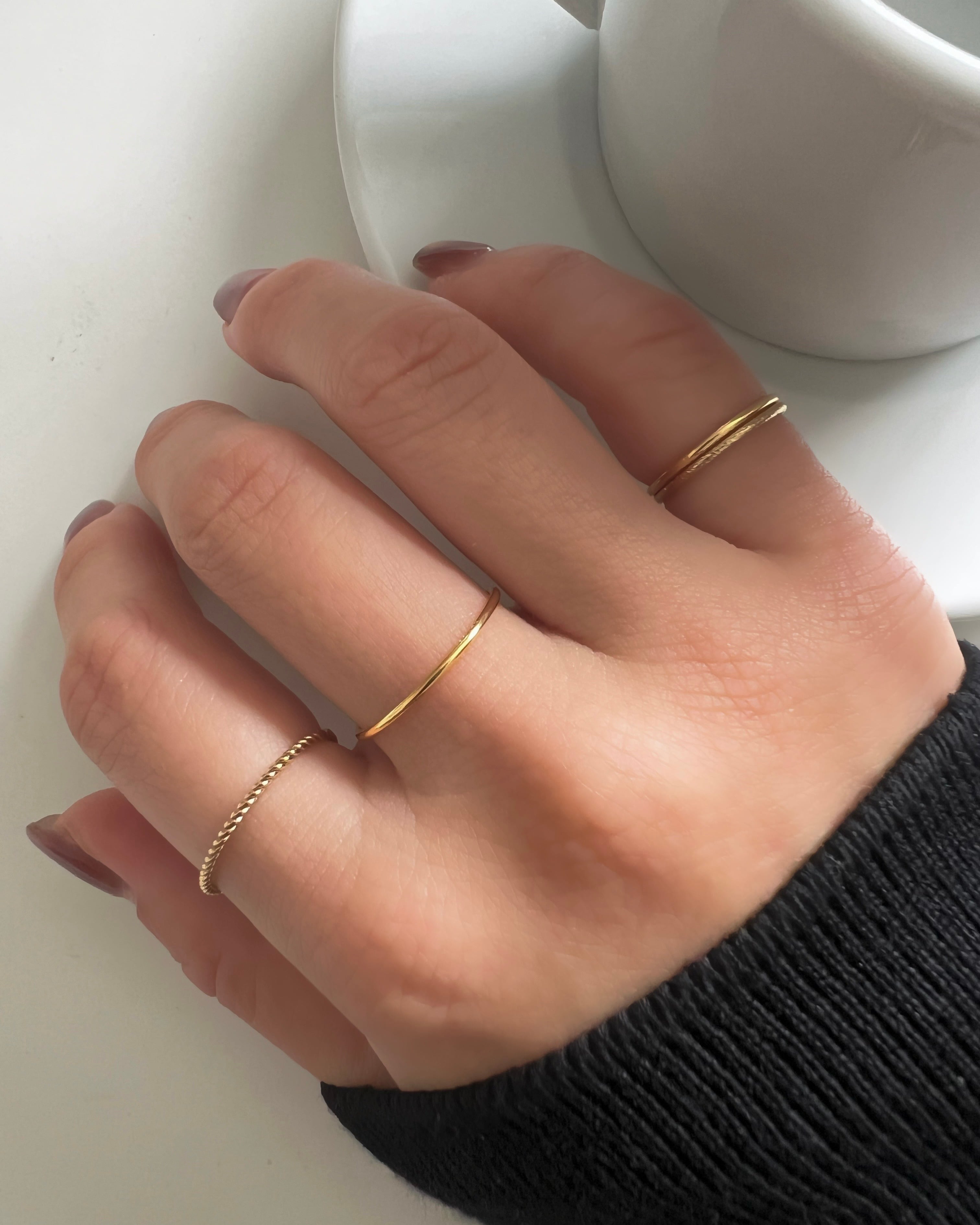 2set】14KGF Thin pinky Ring (R7) | onesea