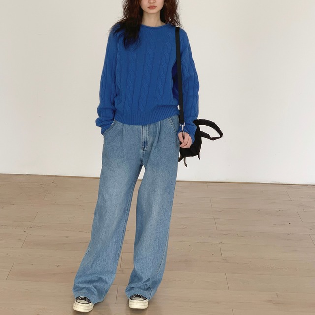 cable crew neck knit J00122