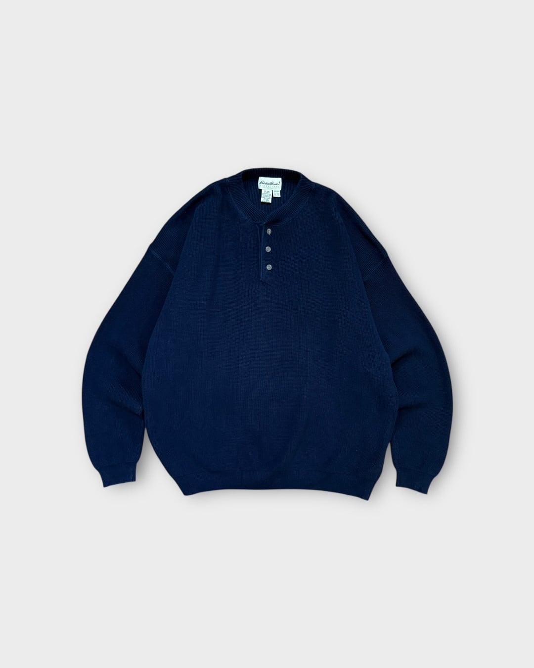 【VINTAGE】1990’s〜2000’s “Eddie Bauer” Cotton Rib Henry Neck Knit