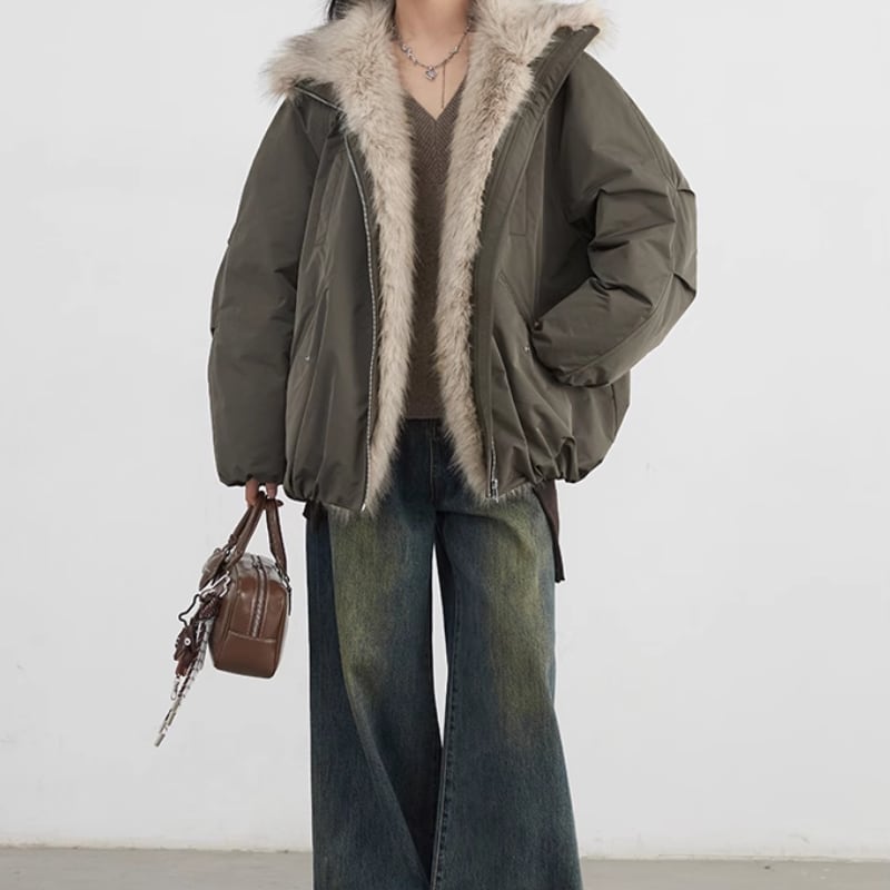 Warm Fur Trim Down Coat KRE2283