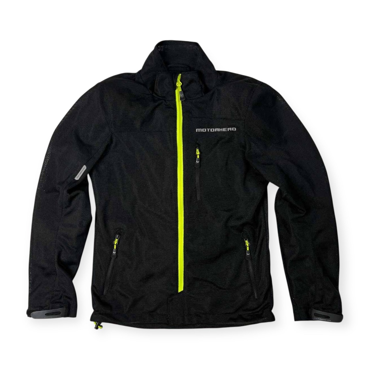 MOTORHEAD モーターヘッド 肩,肘,背中プロテクター入り ライディング フルメッシュ ジャケット バイクウェア W/M /ブラック×蛍光イエローグリーン/レディース