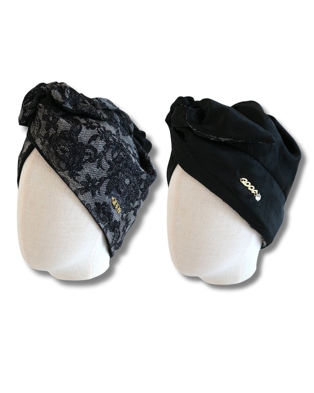 リバーシブルSustainable Lace Noir サスティナブルレースノワール キュッパ qppA ターバン