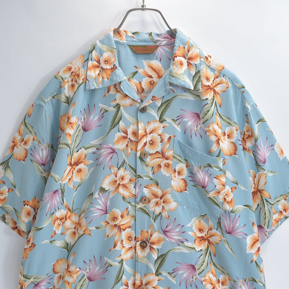 90s～ Kalaupapa カラウパパ ボタニカルパターン オープンカラー 総柄