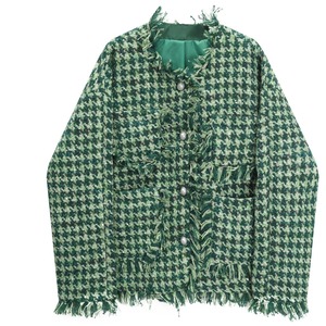 GREEN TWEED HOUNDSTOOTH SHORT JACKET 1color M-6264