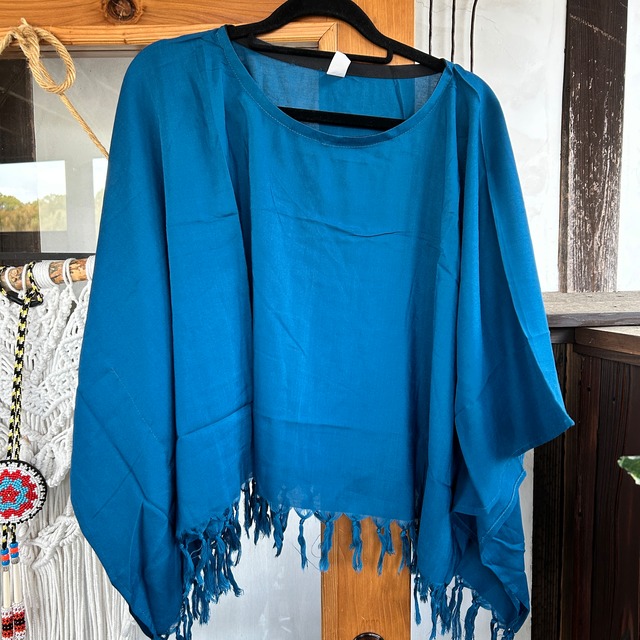 レーヨンフリンジポンチョ