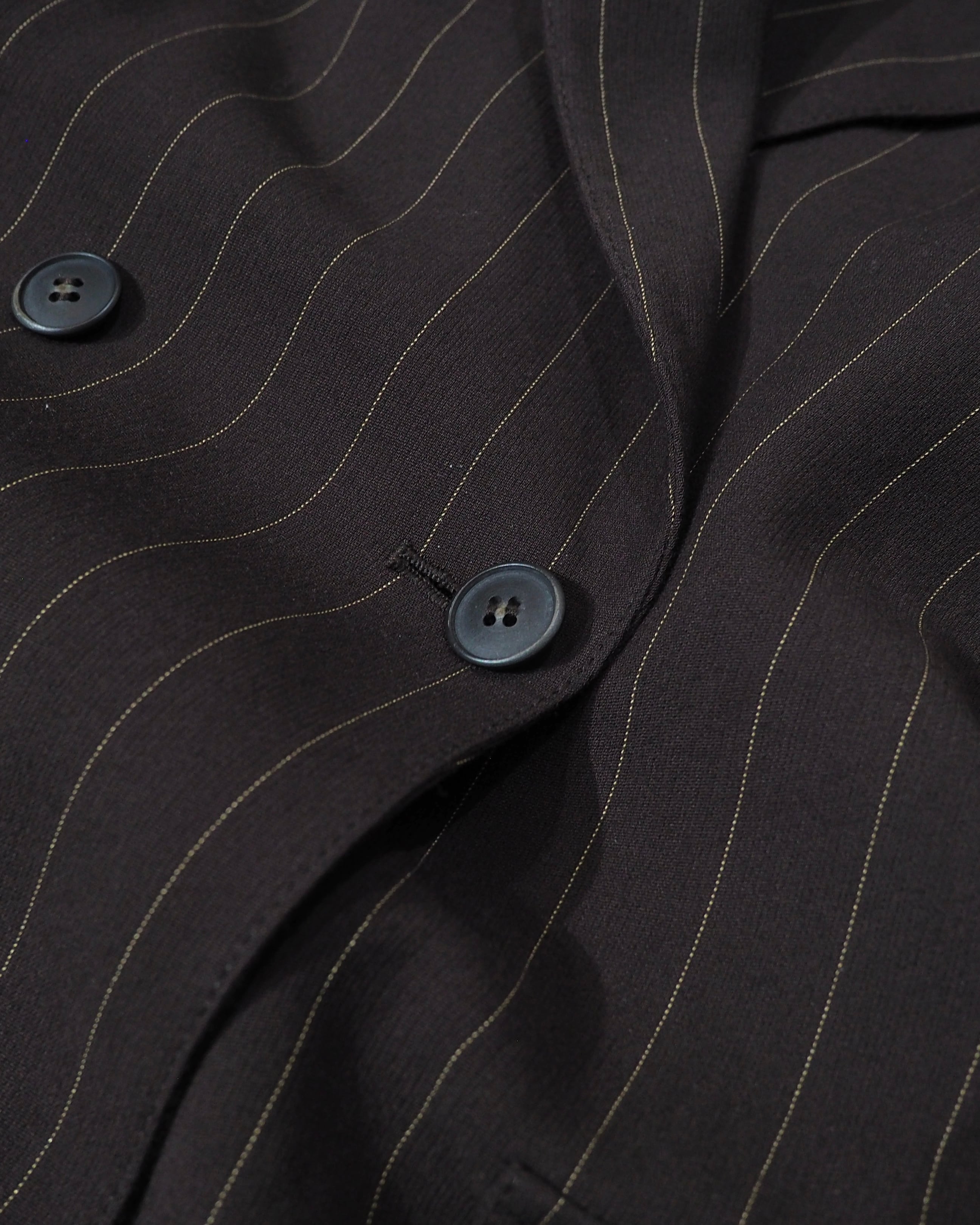 1990 - 00s ” ANNE KLEIN ” Dark Brown × Yellow Stitch Embroider Double jacket