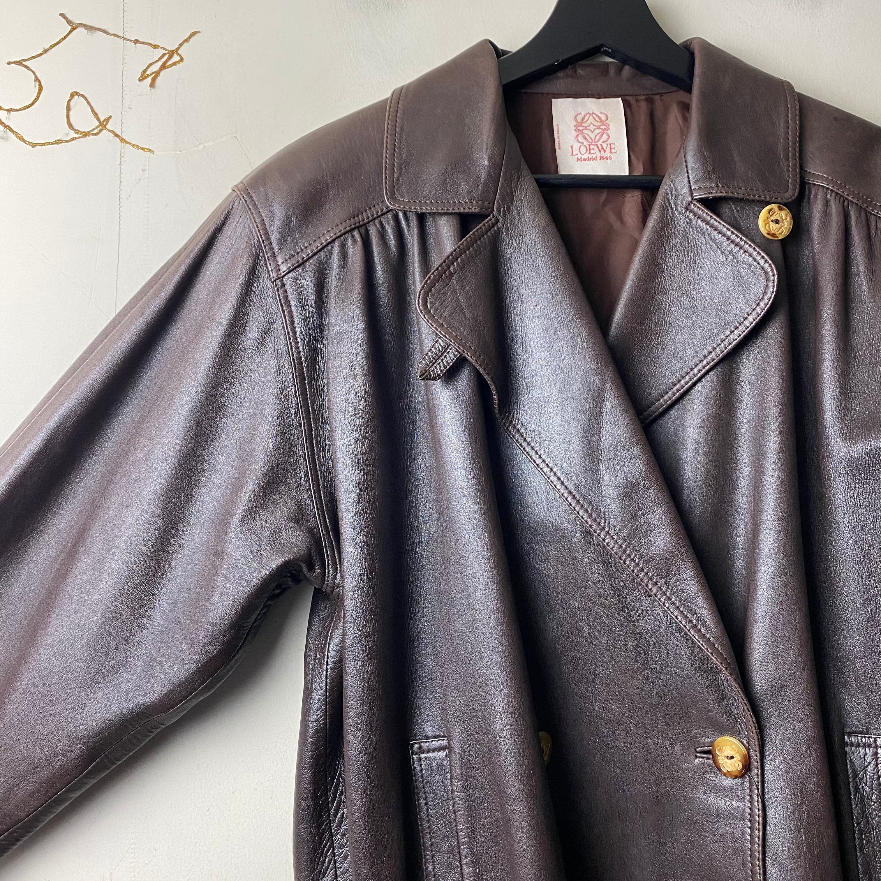 vintage LOEWE dark brown leather jacket | NOIR ONLINE