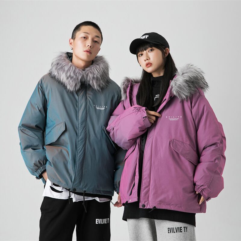 【新作】【送料無料】 Road Vintage Winter Short Cotton Jacket ese Tide Couple Warm Big Fur Collar Down Cotton Jacket Men-Alibaba ショート コットン ウィンター 冬物 ビンテージ hip6-161153201145586