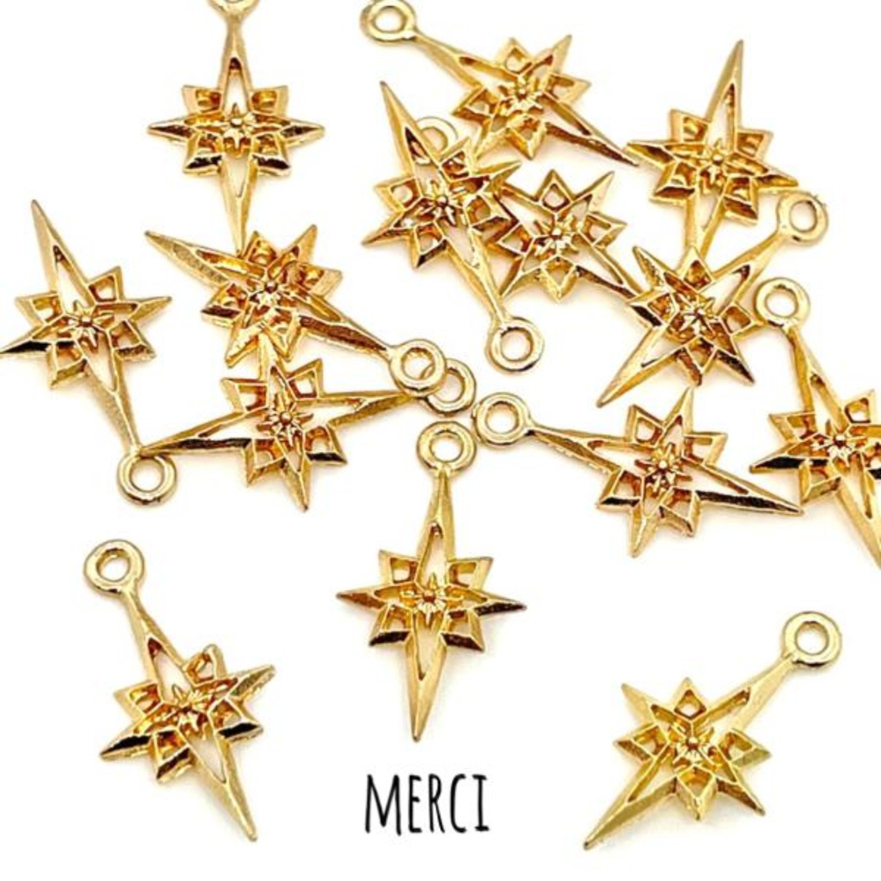【2個】デザイン八芒星/チャーム/ゴールド/月/コネクター/