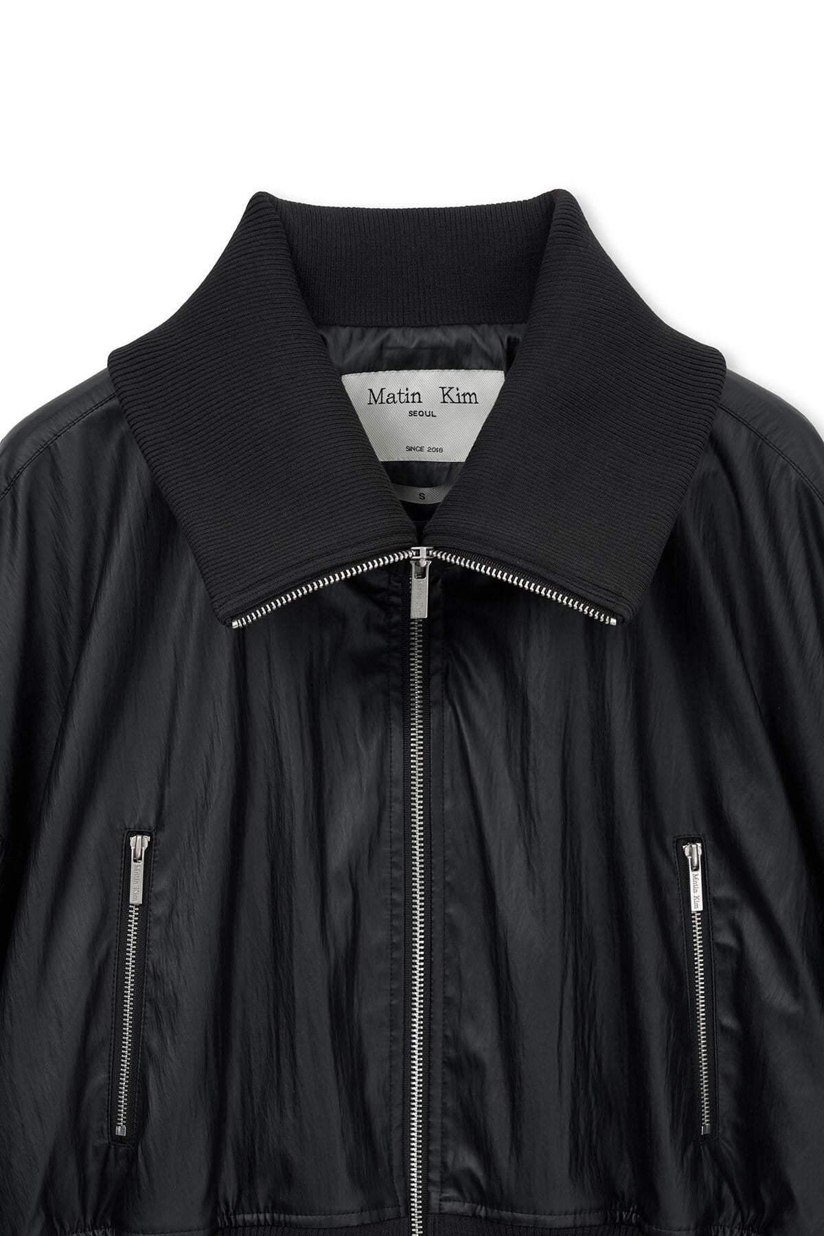 Matin Kim] SHINE CRINKLE ZIP BLOUSON IN BLACK 正規品 韓国ブランド