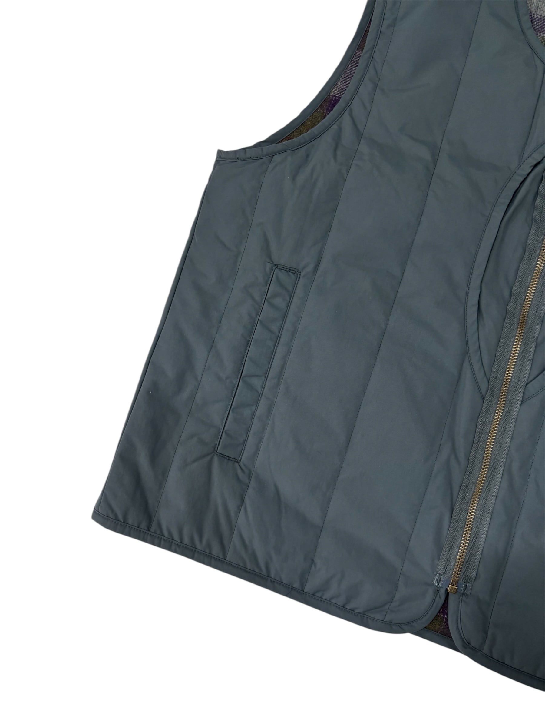 PWA】REFINE-WOOL CHK RV VEST - CHARCOAL | standlobby