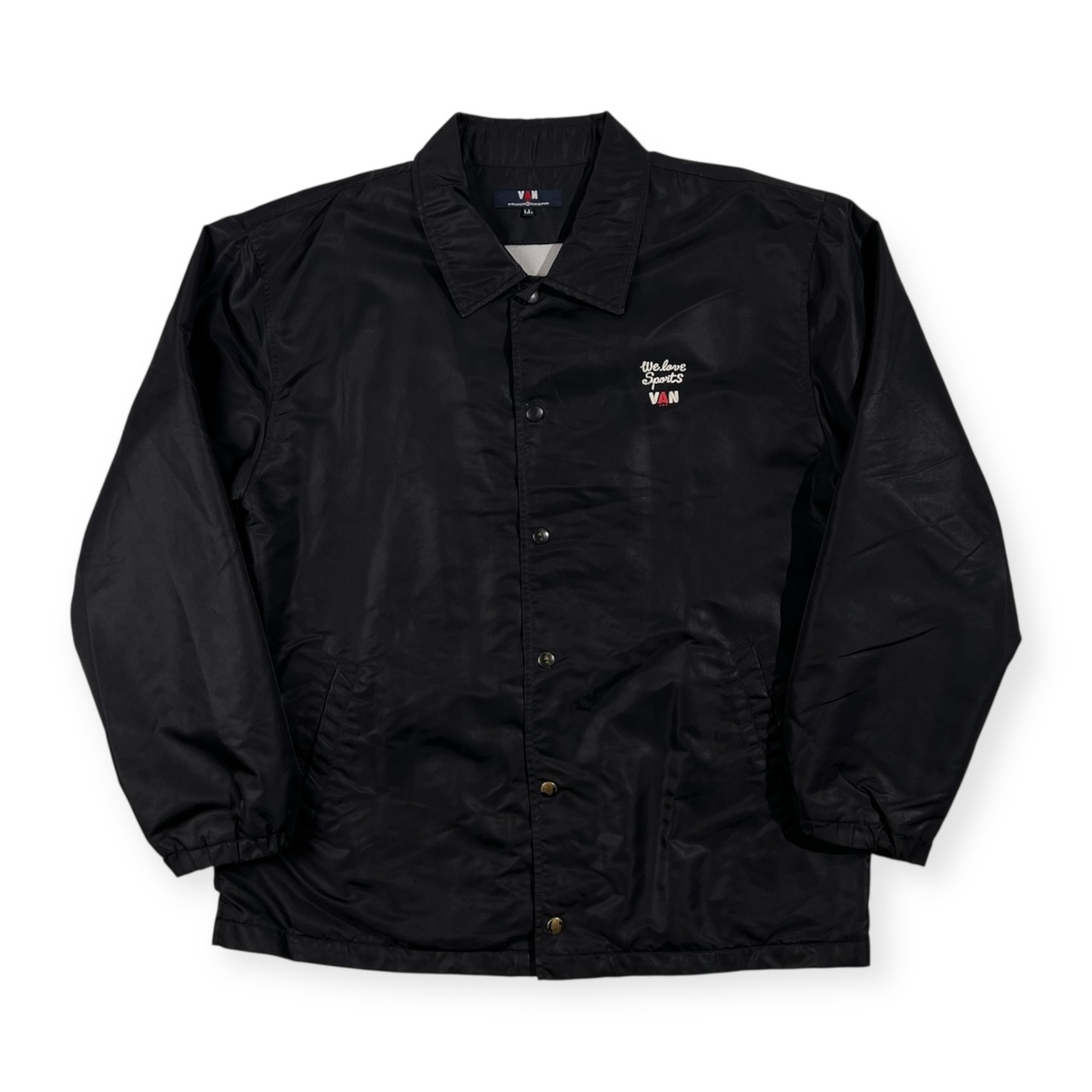 希少 レア VAN JAC ヴァンヂャケット ロゴプリント ナイロン コーチジャケット サイズ LL /ビンテージ/オールド/ブラック/ベルソン