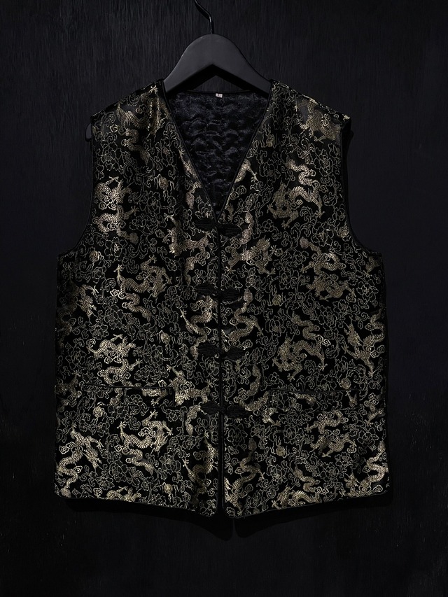 【WEAPON VINTAGE】Dragon Embroidery Design Loose Padded China Vest