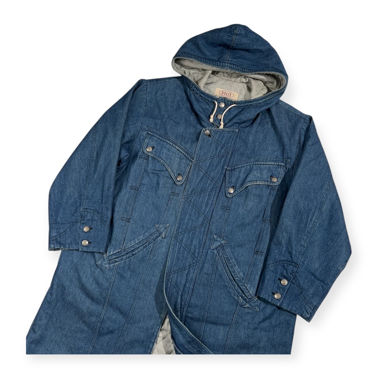 DOLCE ドルチェ フード付き デザイン デニム コート ジャケット サイズ 3 /インディゴ/メンズ/ワールド