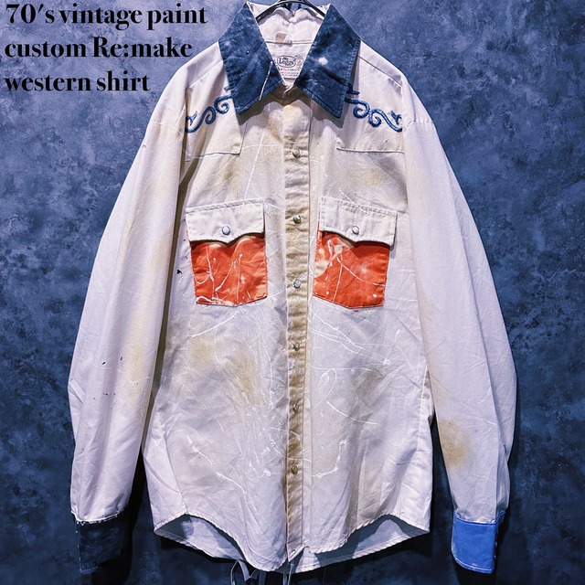 【doppio】70's vintage paint custom Re:make western shirt