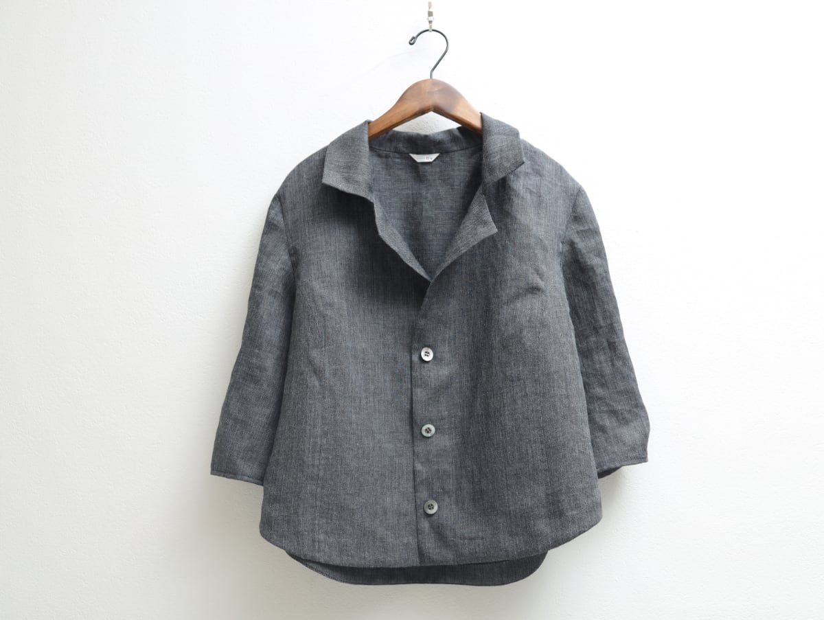 ふくよかなラミー綾織一重ジャケット c/#グレー