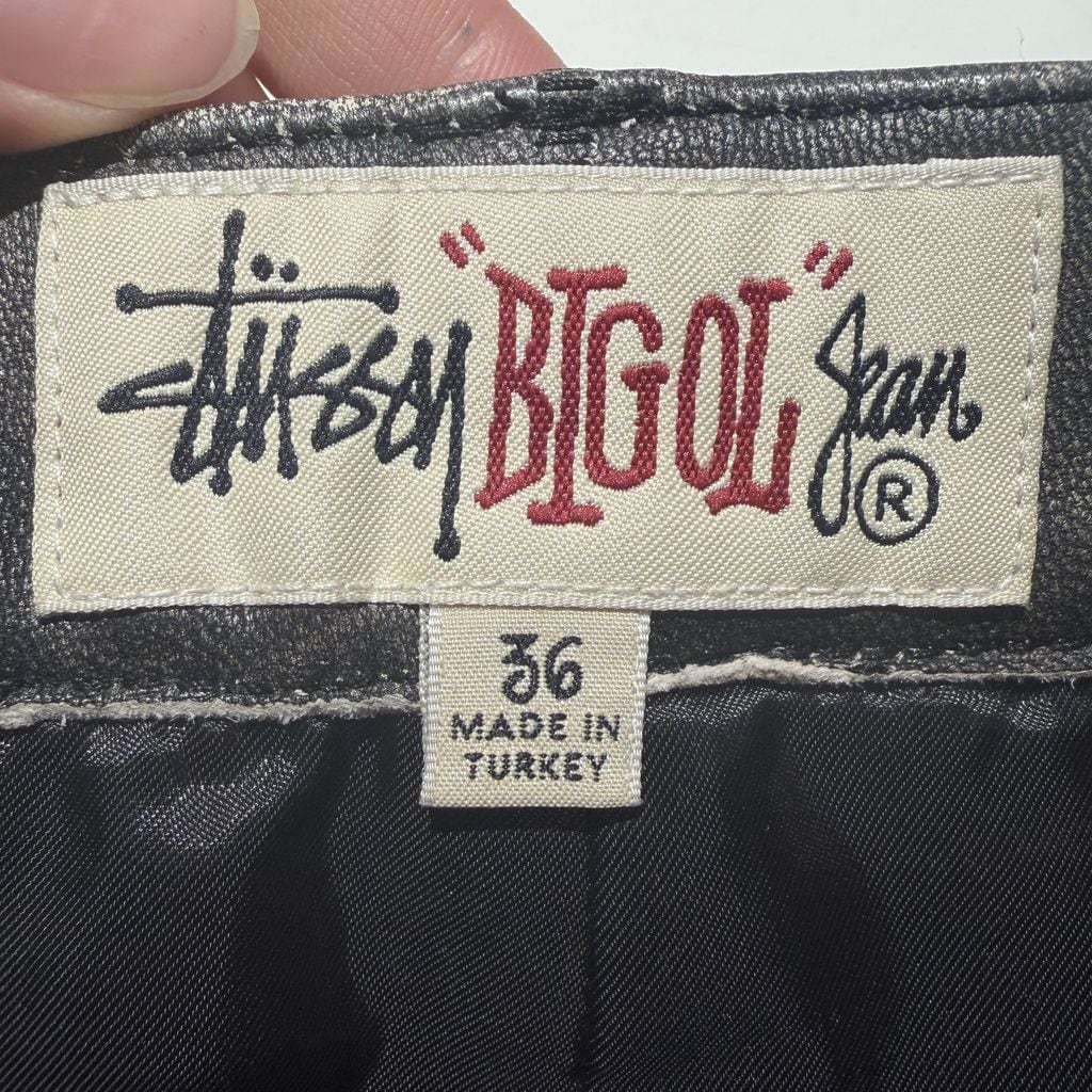 STUSSY ステューシー BIG OL' JEAN STONEWASHED LEATHER レザーパンツ