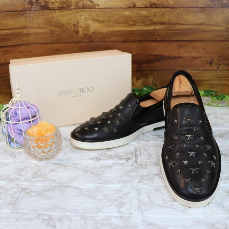 JIMMY CHOO レザースリッポン 黒 本革×スタースタッズ ほぼ未
