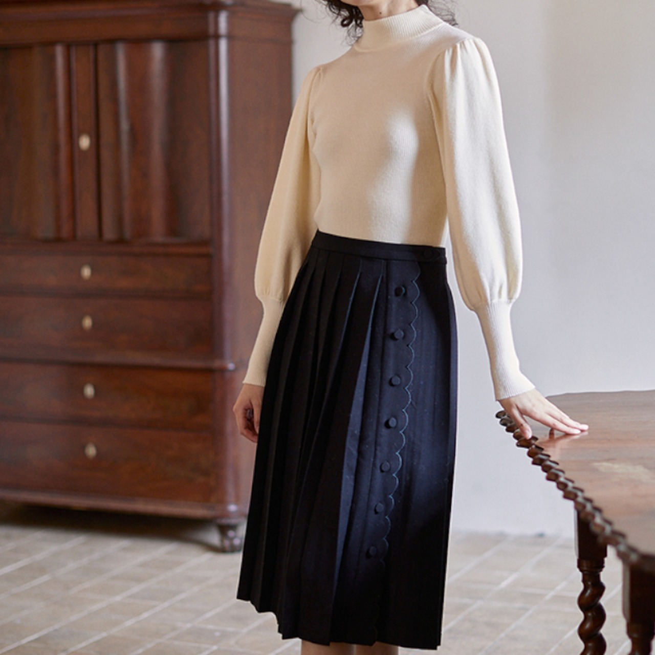 ハーフタートルネックボトミングニットトップ W00944