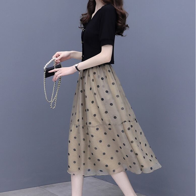 セットアップ レディース パフスリーブトップス+シフォンフレア