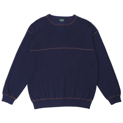 PASS PORT / OVERLOCKED ORGANIC KNIT SWEATER NAVY