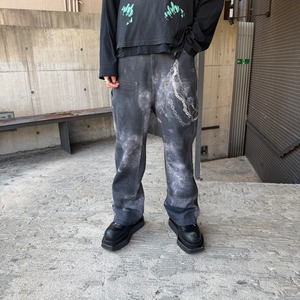 【WE11DONE】BLACK MENS TROMPE L'OEIL DENIM CARPENTER
