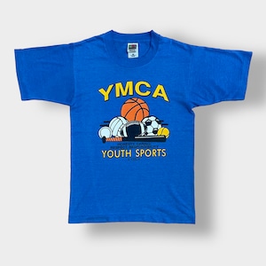 【FRUIT OF THE LOOM】90s メキシコ製 YMCA アーチロゴ スポーツプリントTシャツ シングルステッチ OLD ビンテージ S US古着