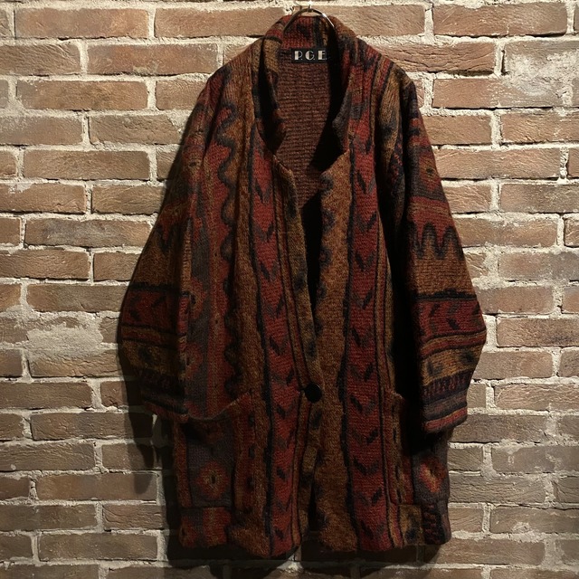 【Caka act3】Artistic Pattern Vintage Mohair Mix Knit Coat