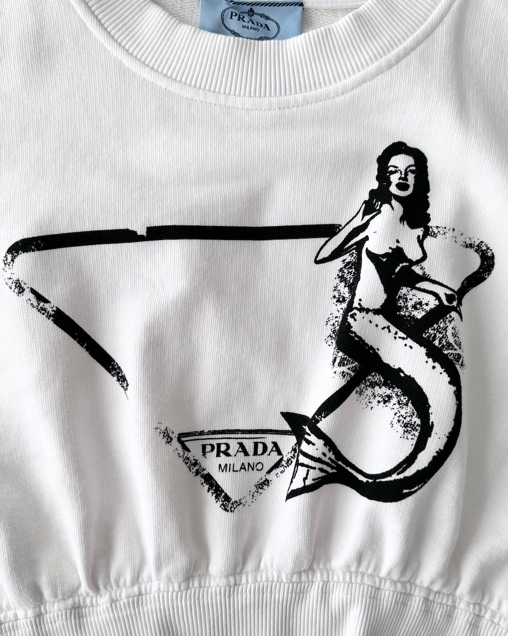 PRADA MERMAID PRINT CROPPED SWEATSHIRT | dear closet