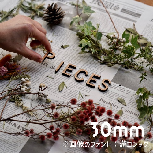 切り文字 木製 アルファベット 数字 パーツ ３０㎜ 長崎県産杉 イニシャル アルファベット
